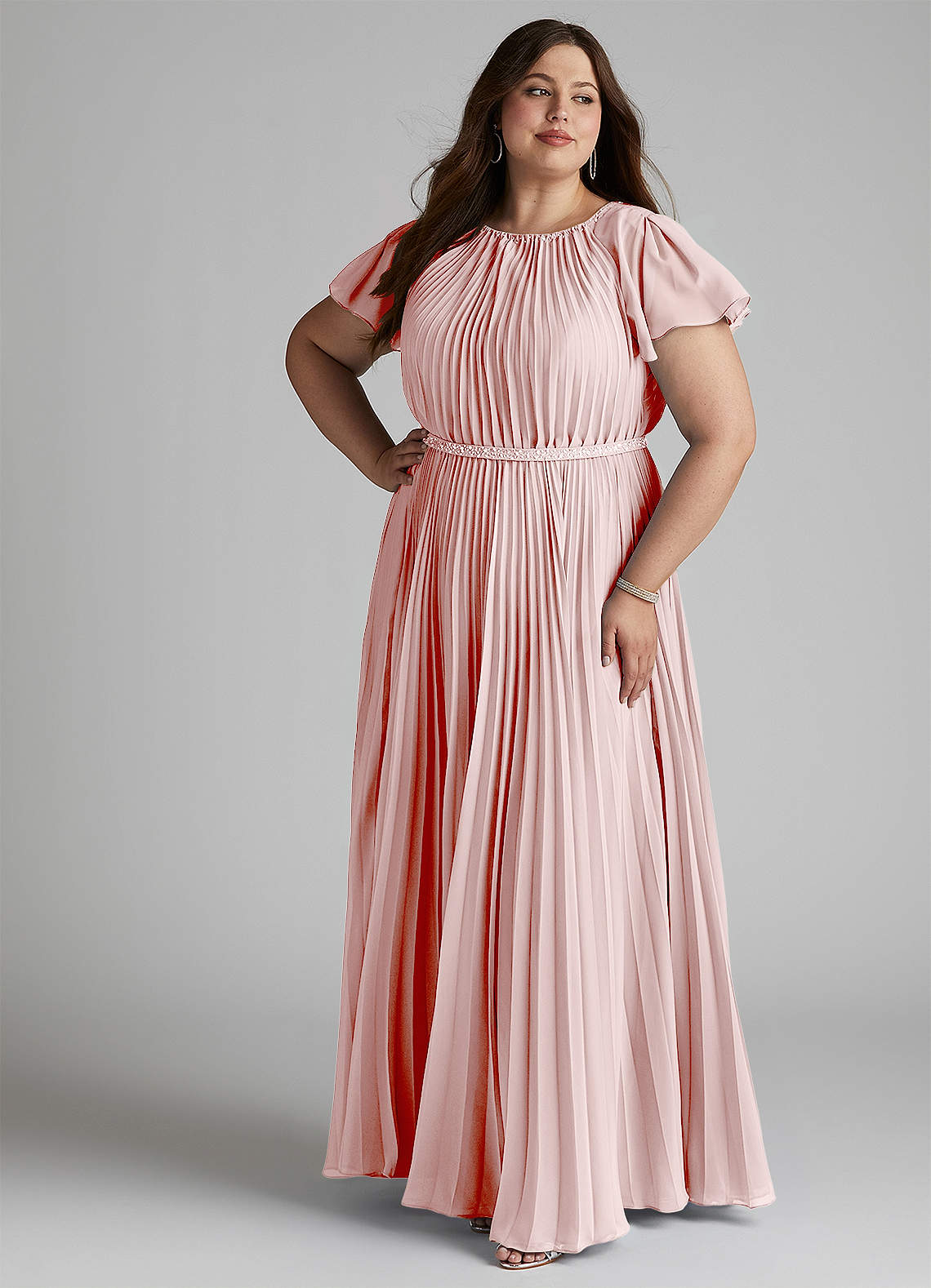 Azazie Kara Modest Bridesmaid Dresses A-Line Pleated Chiffon Floor-Length Dress image12