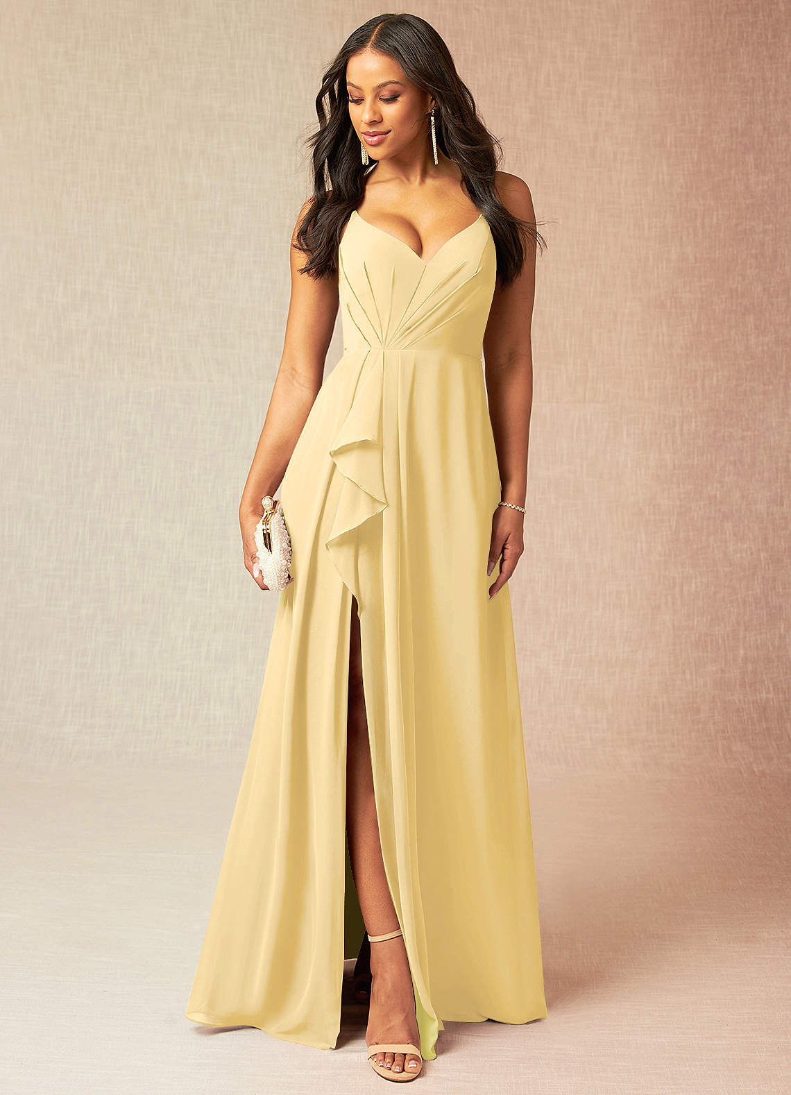 gold chiffon dress bridesmaid Azazie Kyedae Butter Dresses gold bridesmaid dresses with groomsmen
