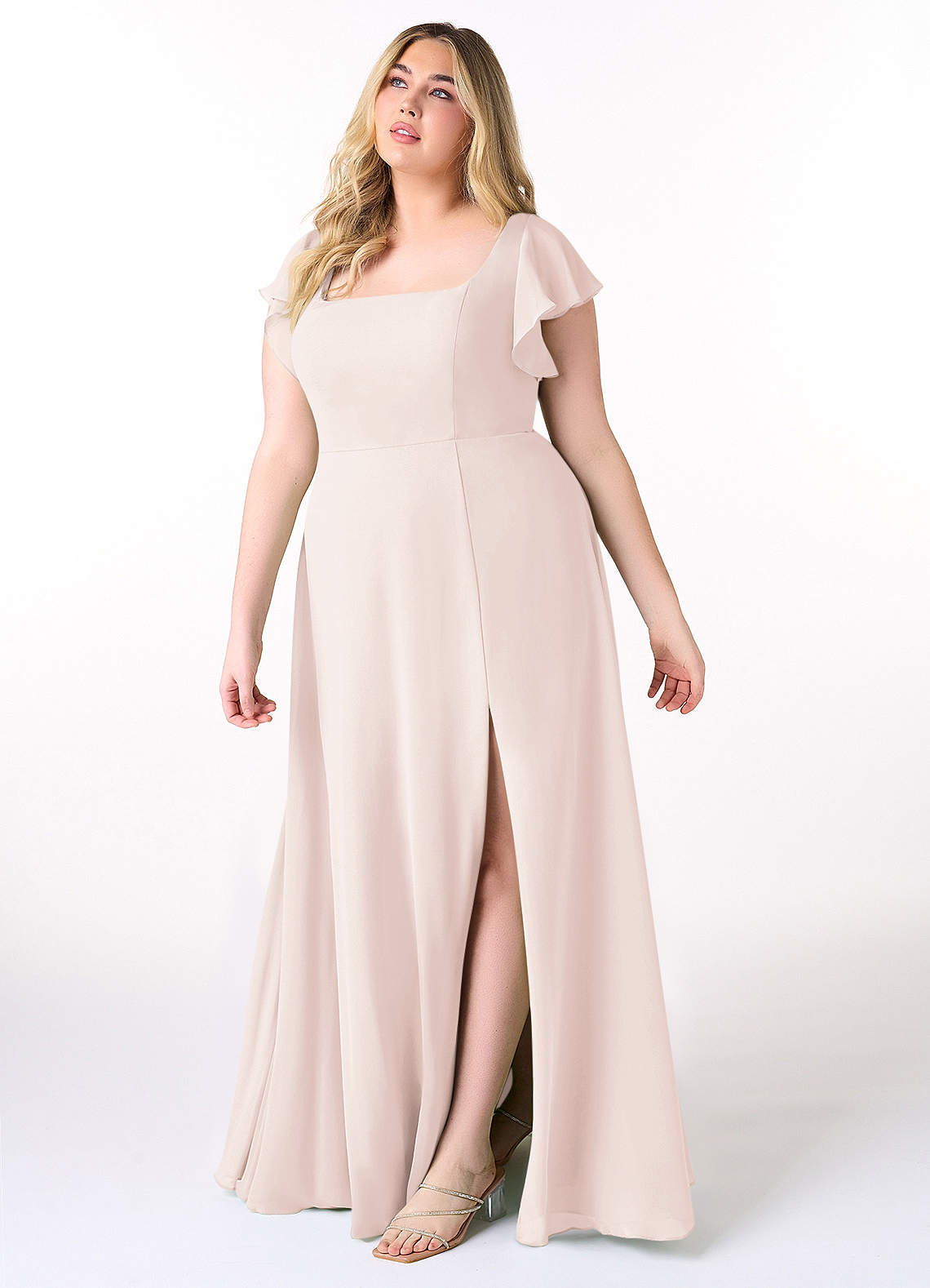 Azazie Bondi Vestidos de madrinha de casamento Vestido Pétala De Rosa de Chiffon de Linha A com Ruched image8