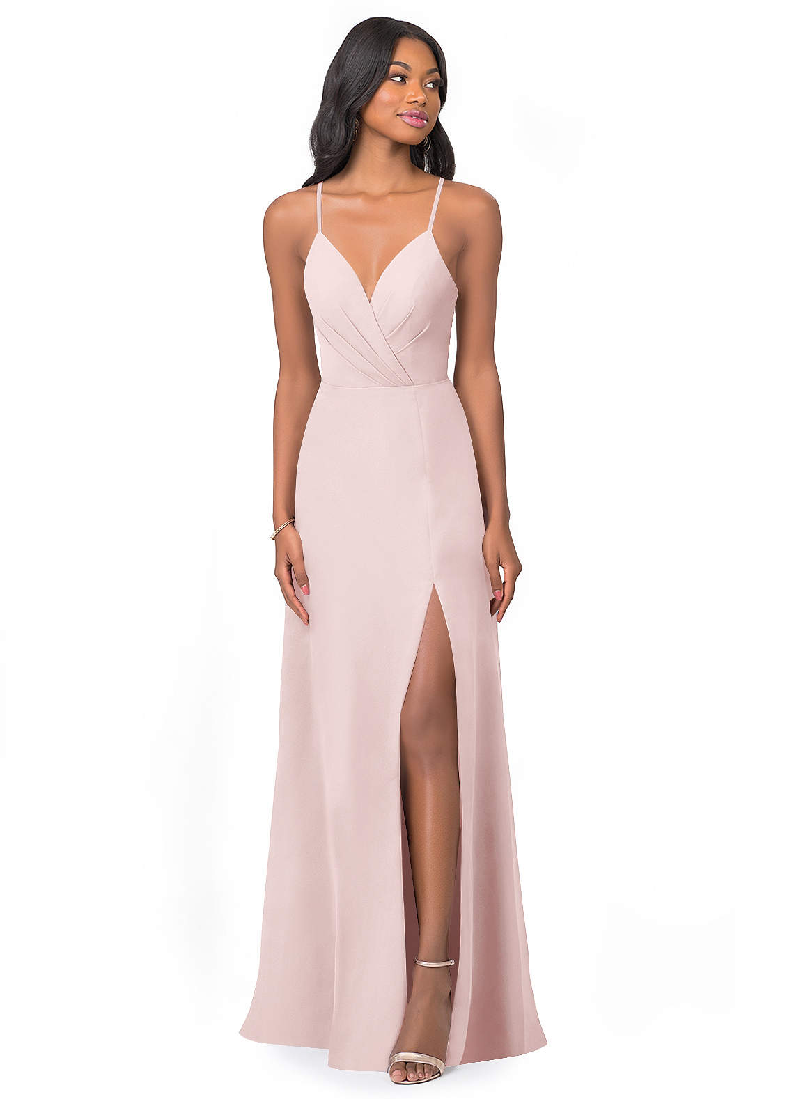 Azazie Everleigh Bridesmaid Dresses Blushing Pink A-Line Sweetheart Pleated Chiffon Dress image1
