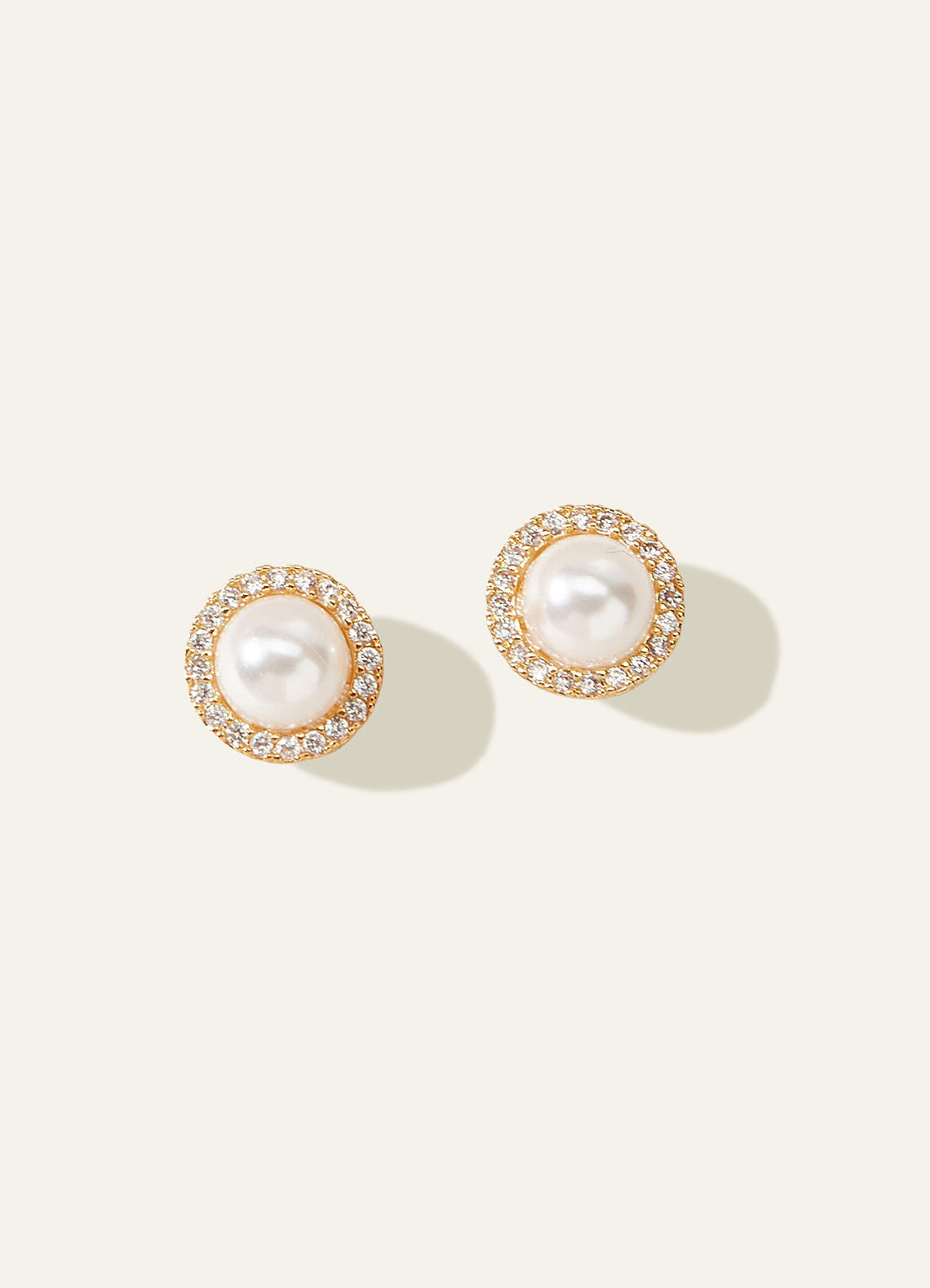 front Pearl Halo Stud Earrings