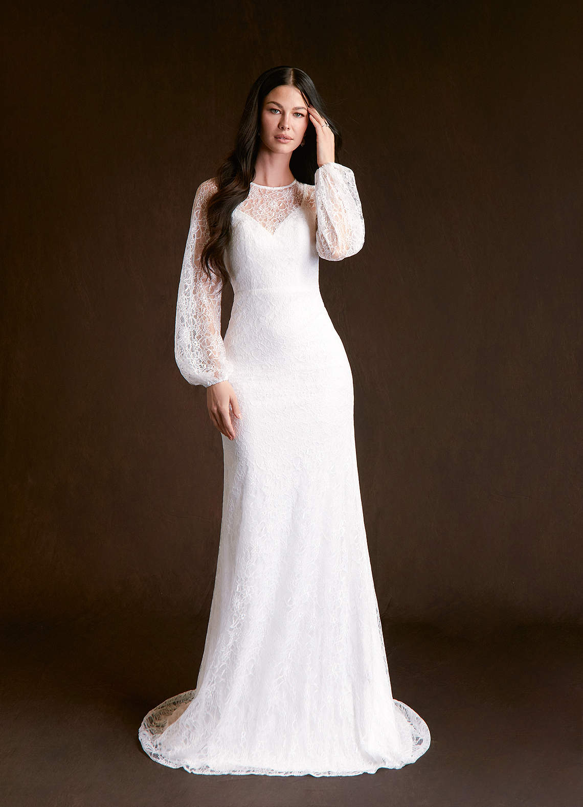 Azazie Willa Wedding Dresses Diamond White Mermaid Lace Dress image1