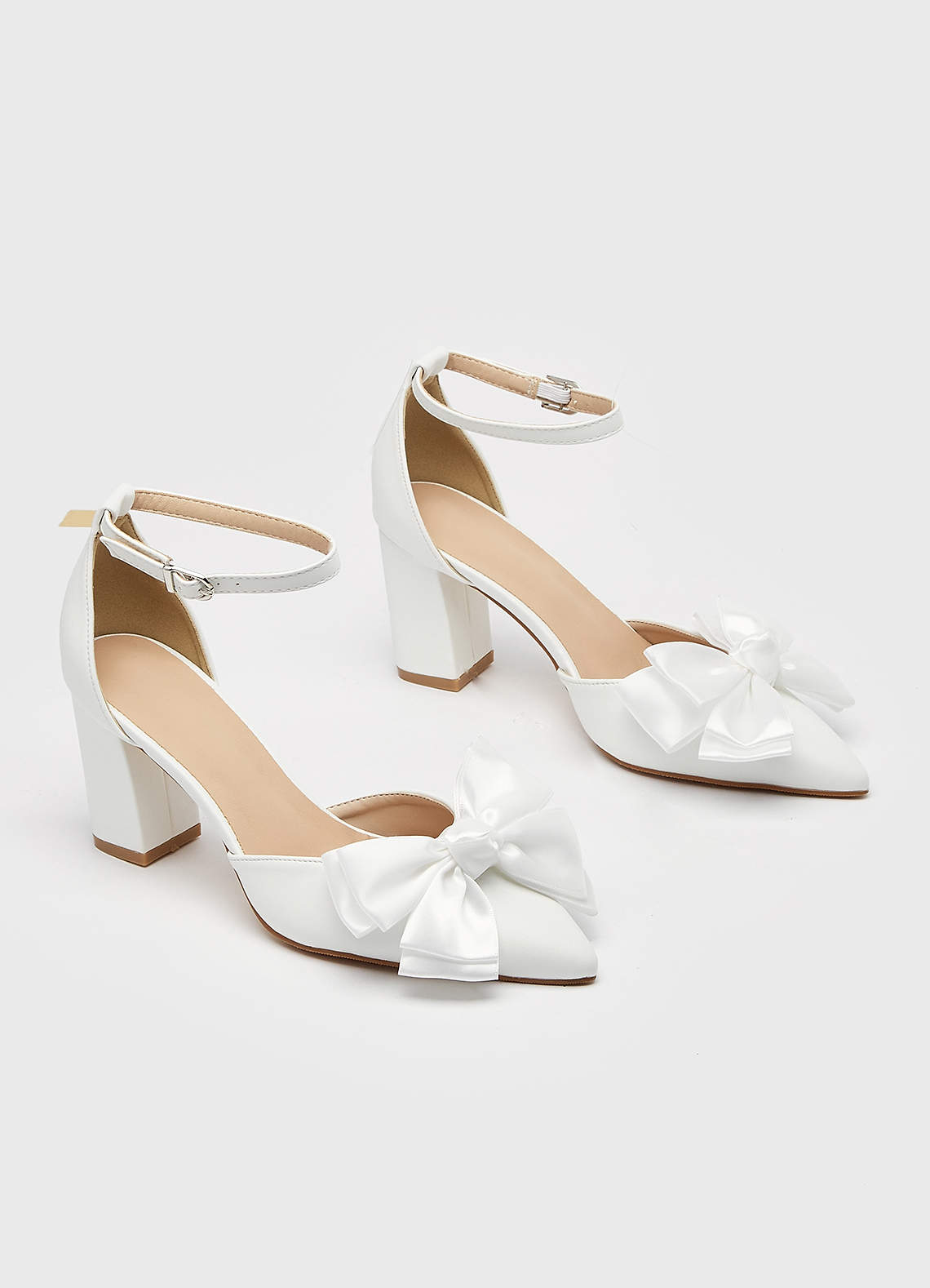 front Double Satin Bow Pointed Toe Heels