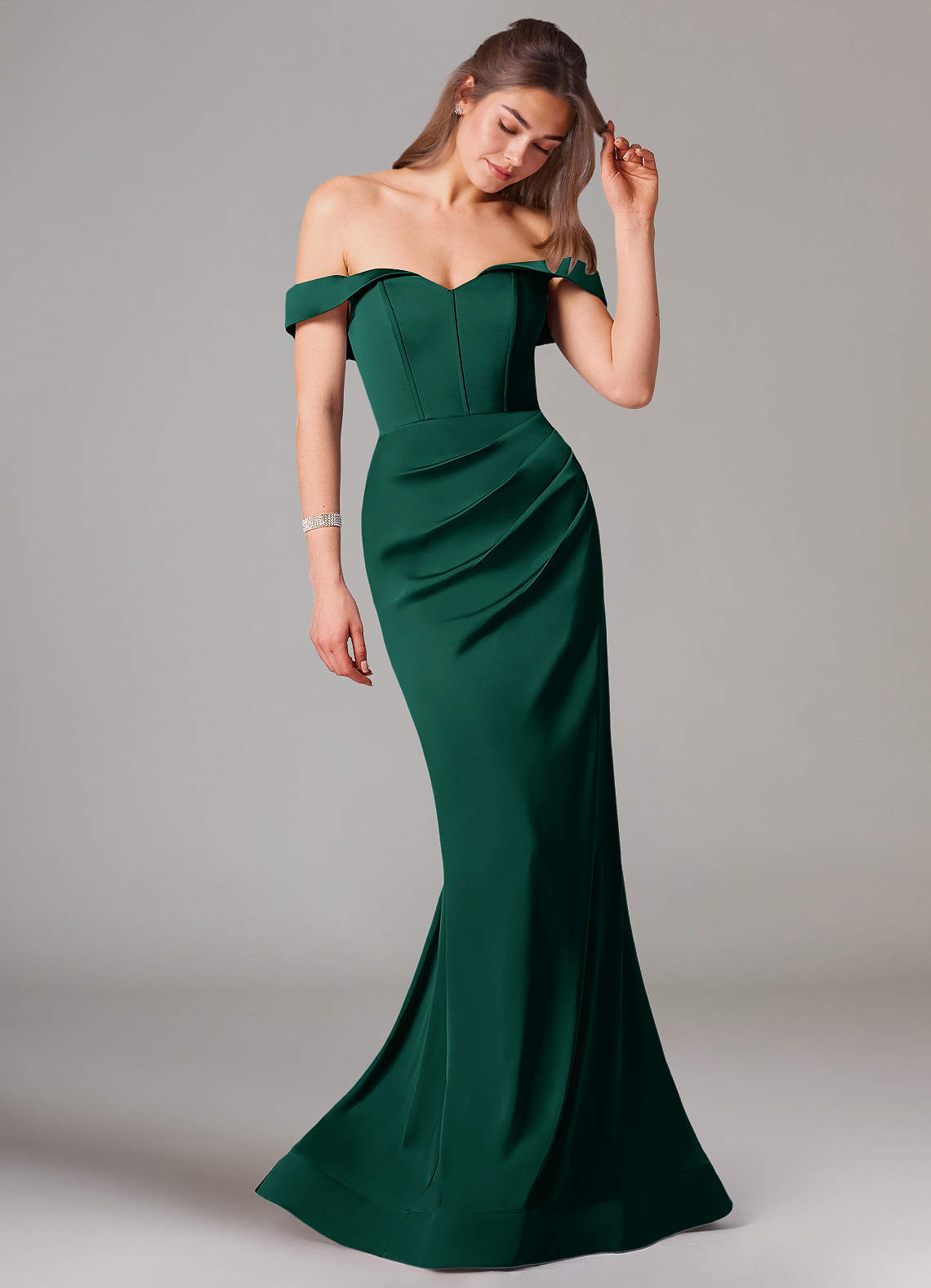 slim fit dress slacks Off The Shoulder Emerald Green Lace Mermaid Long Prom Dresses APD2992 main image 1