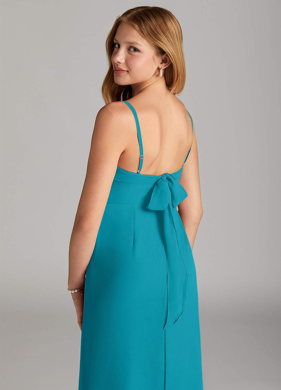 Azazie Mai Junior Jade Sheath Pleated Chiffon Dress image5