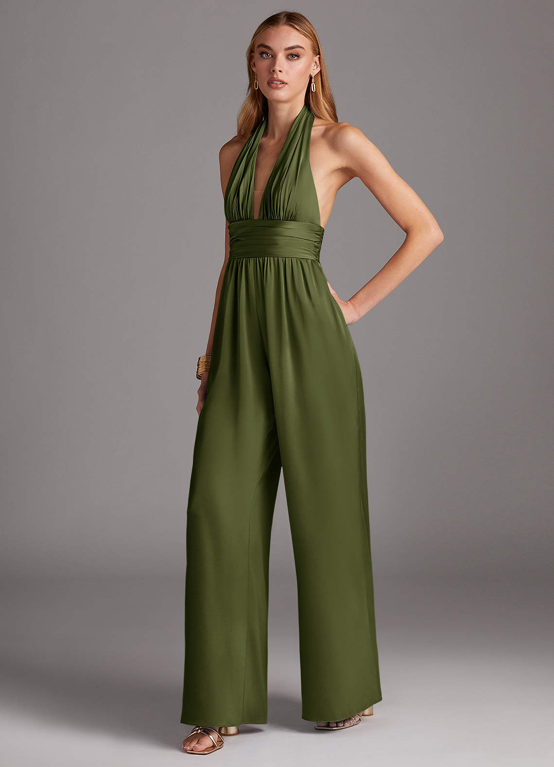 Azazie Oli Brudtärnklänningar Jumpsuit av i Stretch Satin Plisserad image1