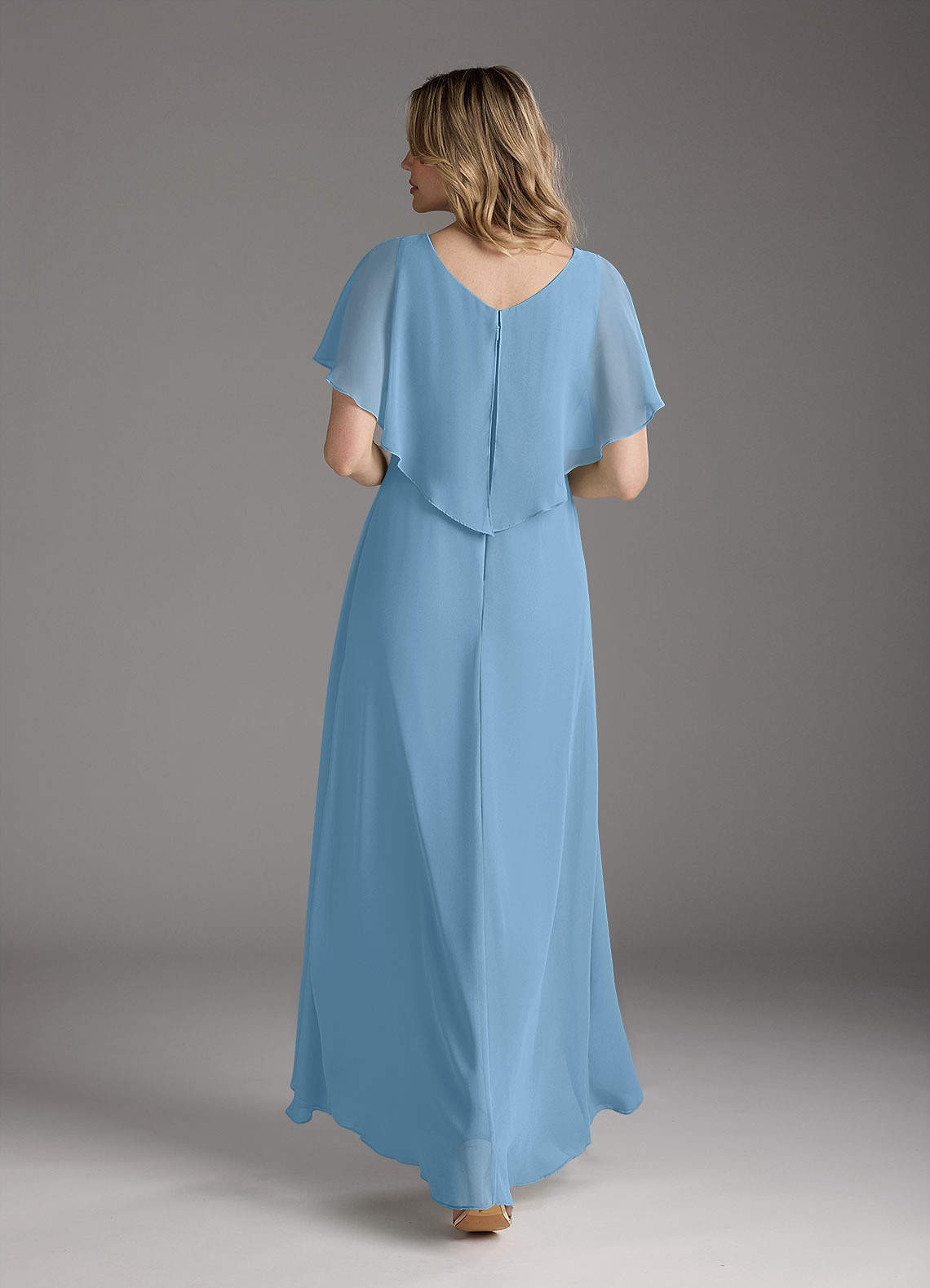 Azazie A-Line/Princess V-Neck Asymmetrical Chiffon Mother of the Bride or Groom Dresses - Steel Blue Azazie A-Line/Princess V-Neck Asymmetrical Chiffon Mother of the Bride or Groom Dresses - Steel Blue