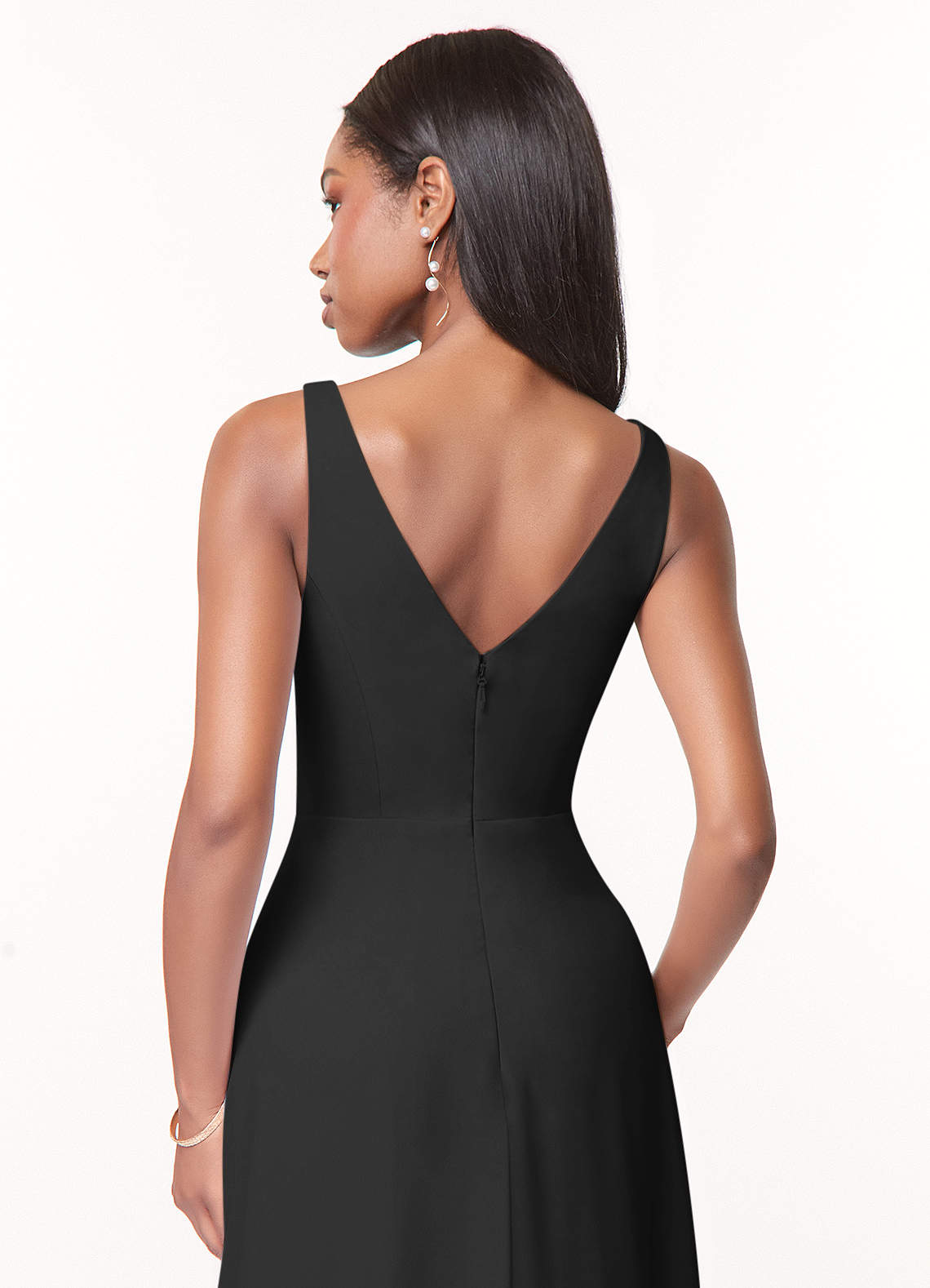 azazie black chiffon dress Azazie Aziza
