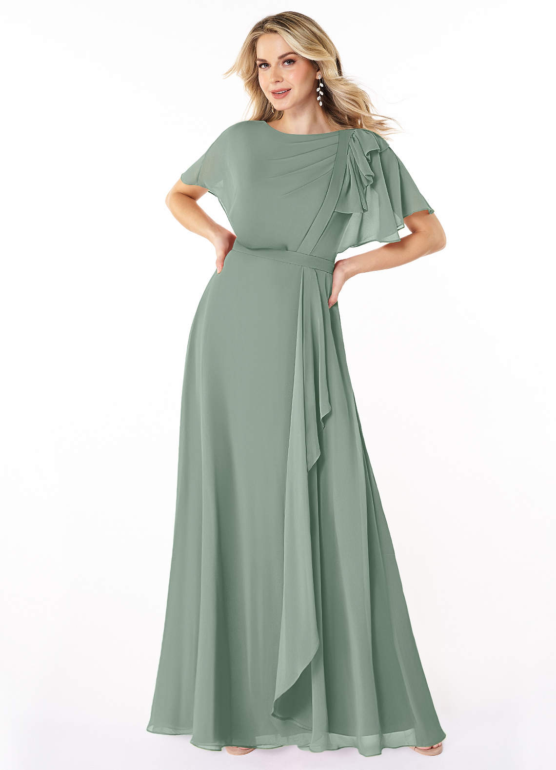 grey modest bridesmaid dresses Modest Long A-line Halter Chiffon Bow Silver Bridesmaid Dresses COCOSBRIDE
