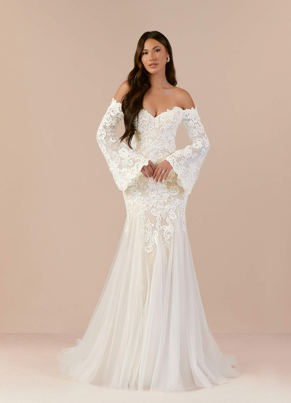 Azazie Arlette Wedding Dresses Diamond White Champagne Mermaid Sweetheart Sequins Tulle Dress image1