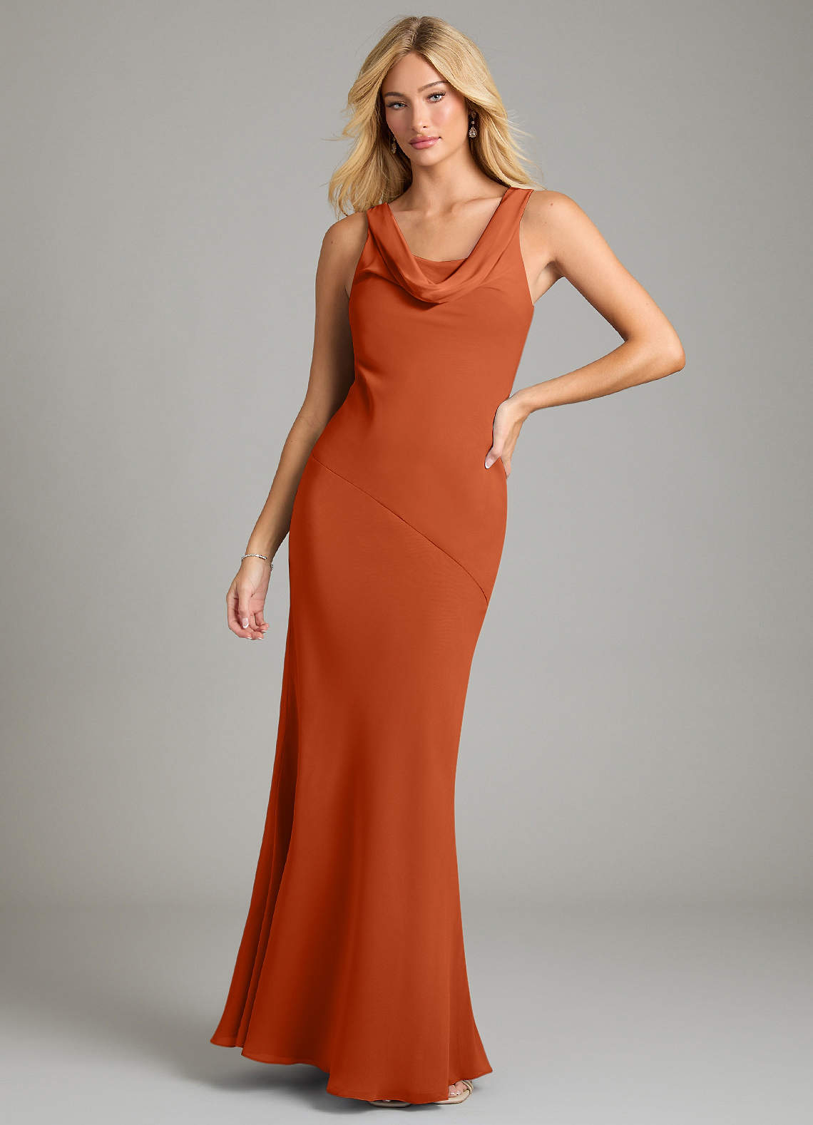 Azazie Rylina Bridesmaid Dresses Burnt Orange Mermaid Pleated Chiffon Dress image1