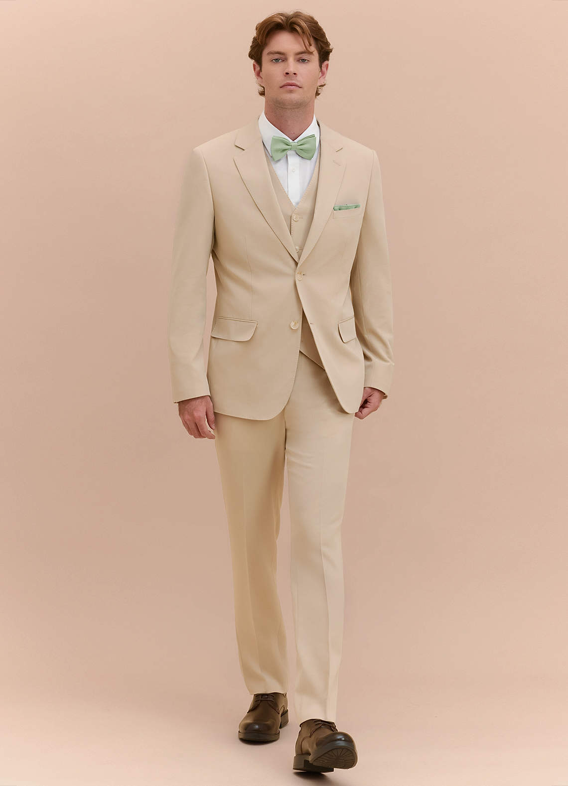 front William Tan Comfort Blend 3-piece suit