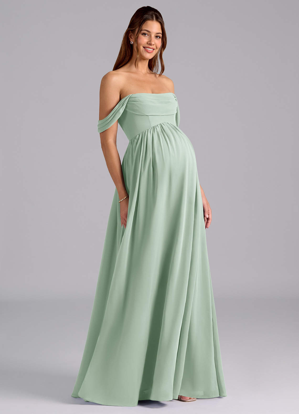 white christmas dresses Pinkblush Forest Green Chiffon Maternity Dress main image 0