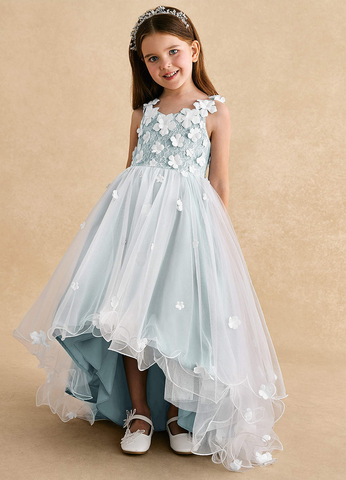 Azazie Celia Mist A-Line Lace Tulle Dress | Azazie