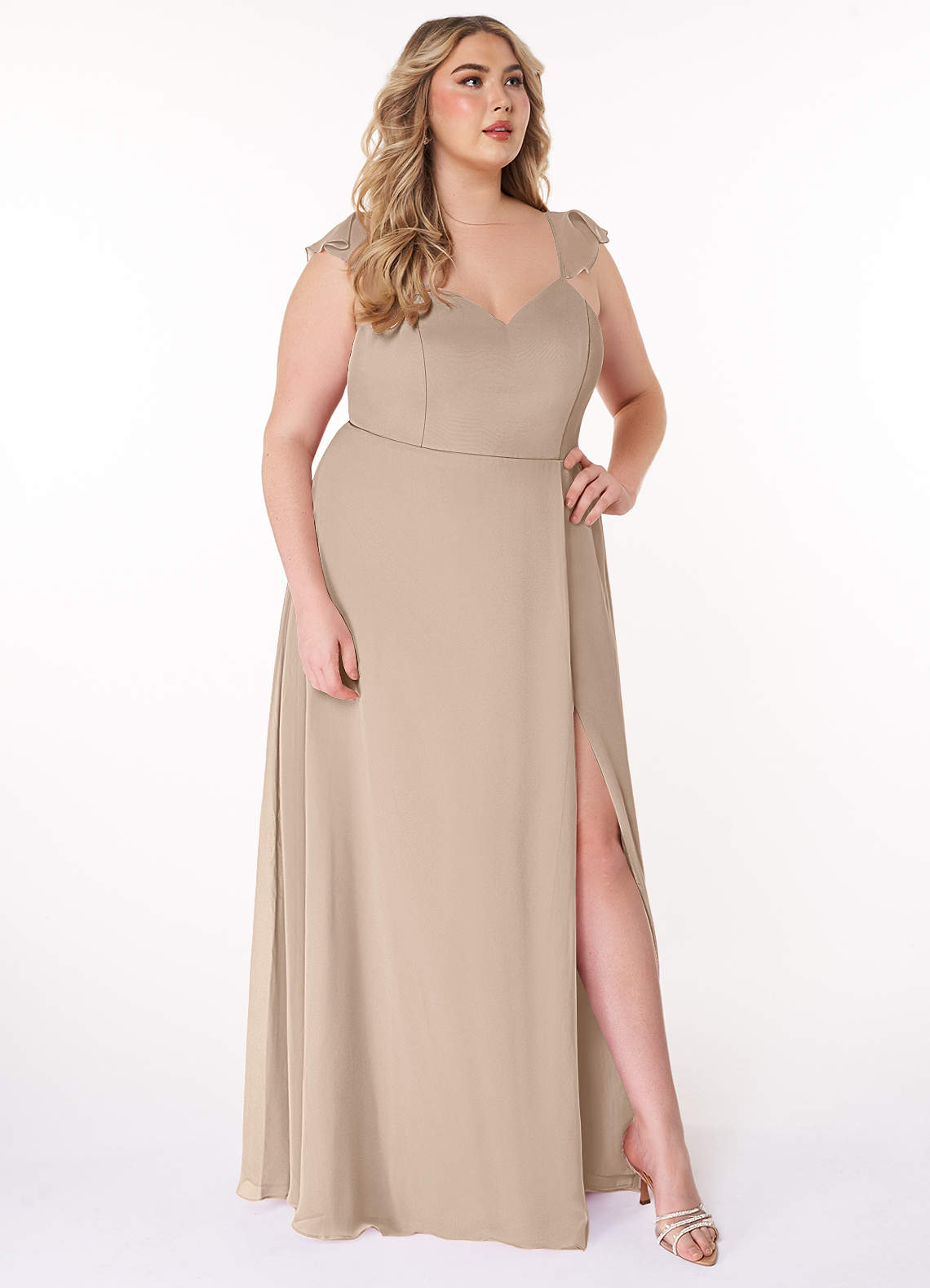 Azazie Everett Taupe Chiffon Bridesmaid Dresses | Azazie