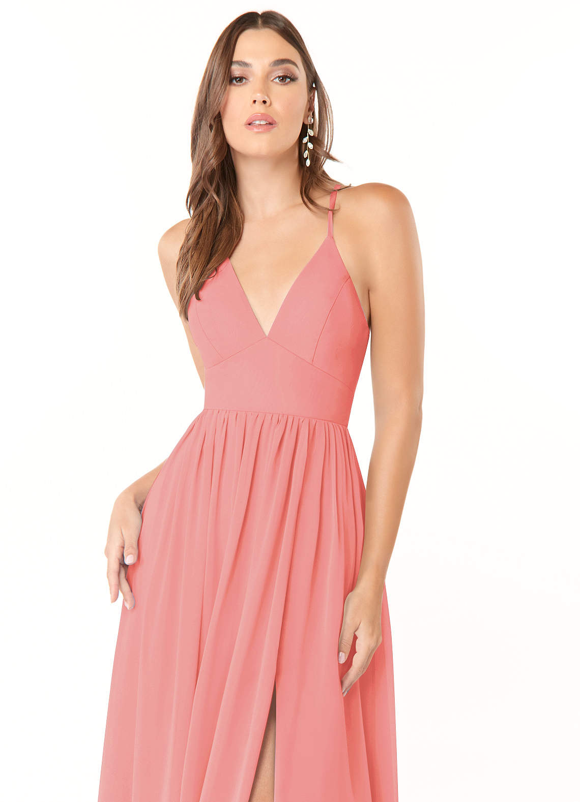 Azazie Aaida Coral Chiffon Bridesmaid Dresses | Azazie