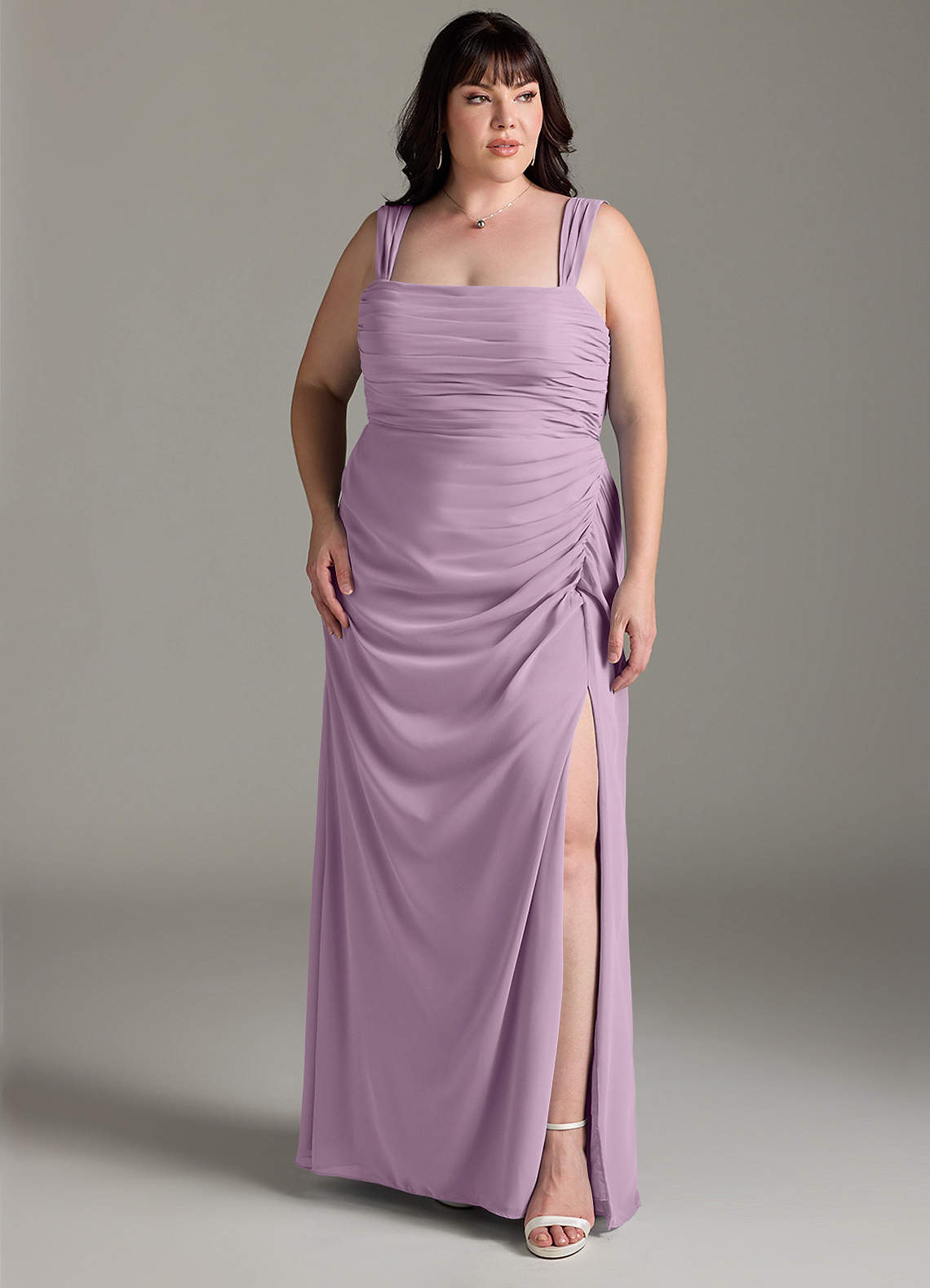 Azazie Jesaphine Bridesmaid Dresses Wisteria Sheath Bow Chiffon Dress image1