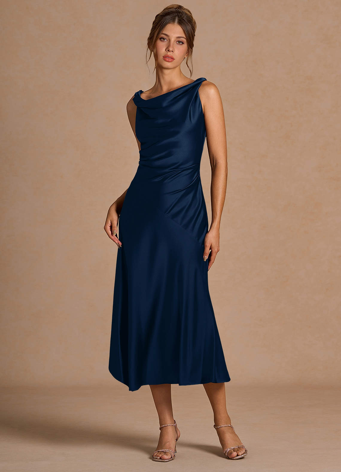Nerine Navy Midi Dress | Azazie