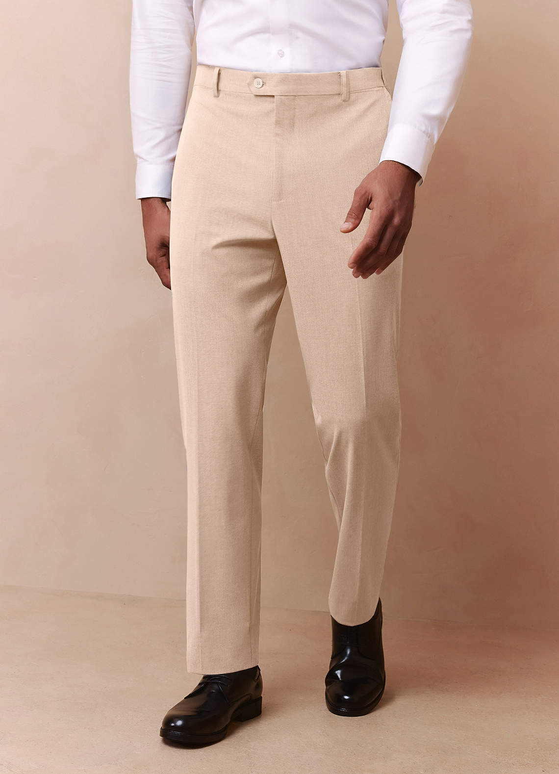front Savile Tan Wool Blend Dress Pants