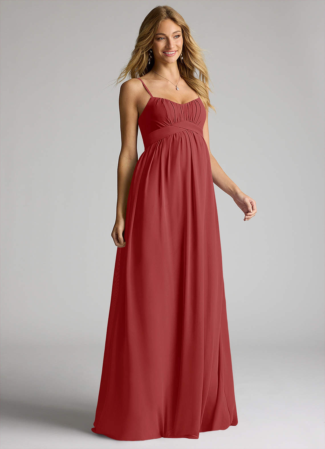Azazie Llana Abiti da damigella d'onore premaman Abito A-Line Chiffon Floor-Length image1