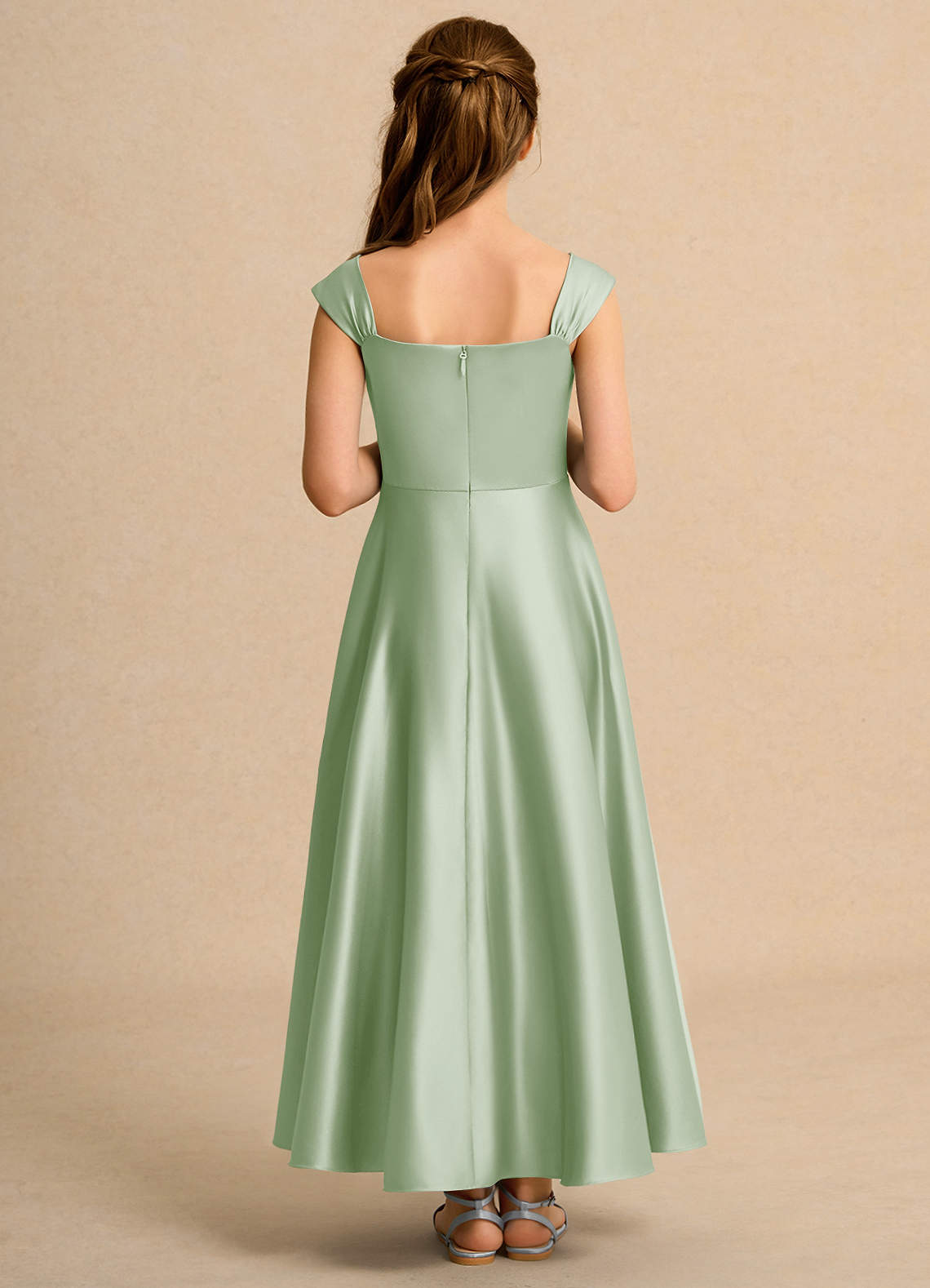blue dress for baby girl Long Formal Flutter Sleeves Bridesmaids Dress