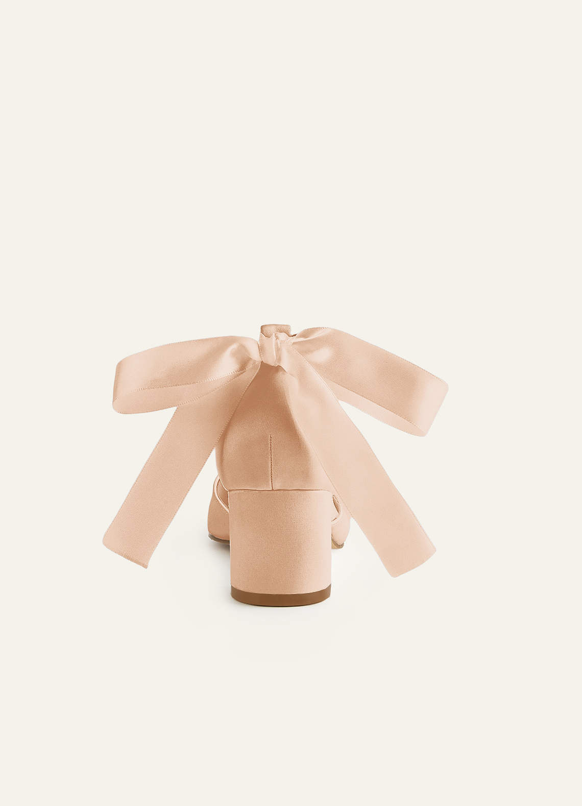 front Matching Color Matte Satin Pearl and Bow Pointed Toe Block Heels