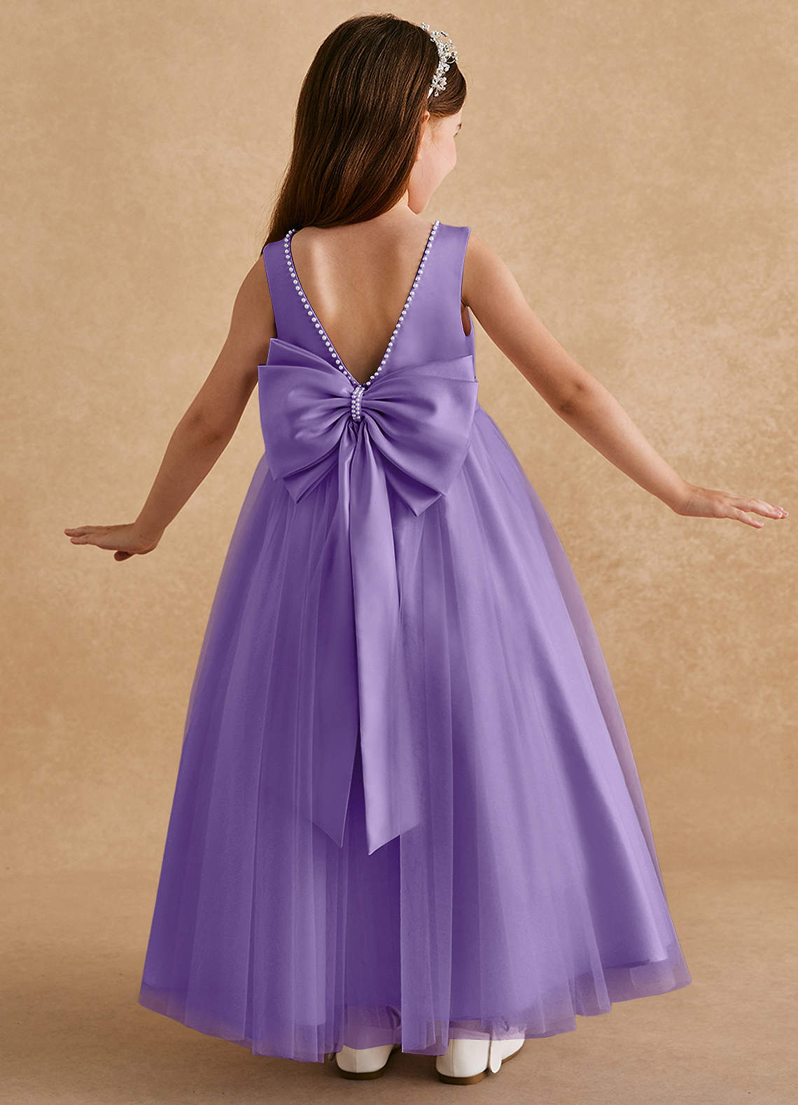 Azazie Cookie Flower Girl Dresses Tahiti A-Line Bow Tulle Dress image1