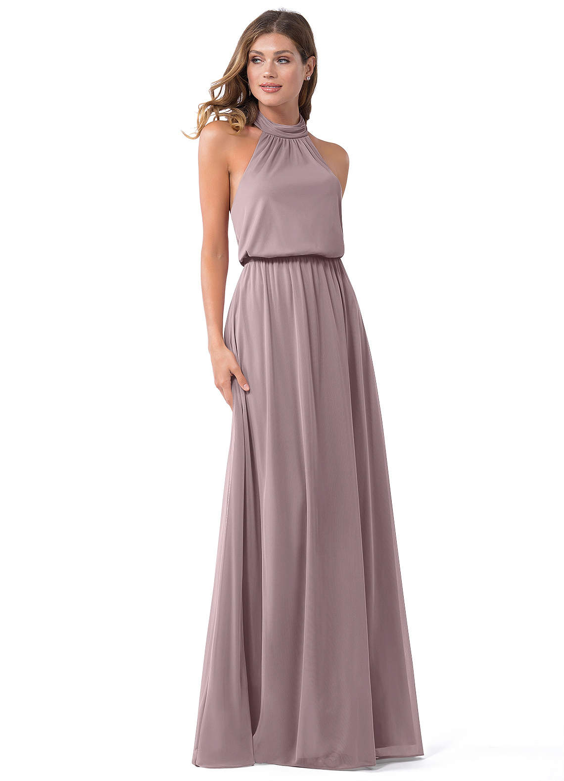 Azazie Landry Bridesmaid Dresses Dusk A-Line Pleated Mesh Dress image1