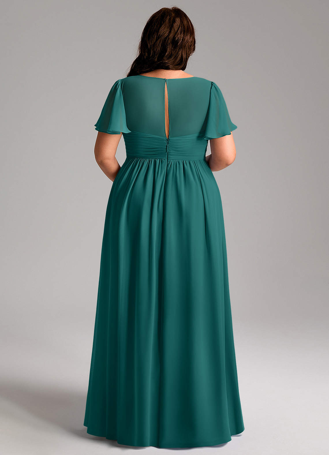 Azazie Verna Maternity Bridesmaid Dresses A-Line V-Neck Ruched Chiffon Floor-Length Dress image11