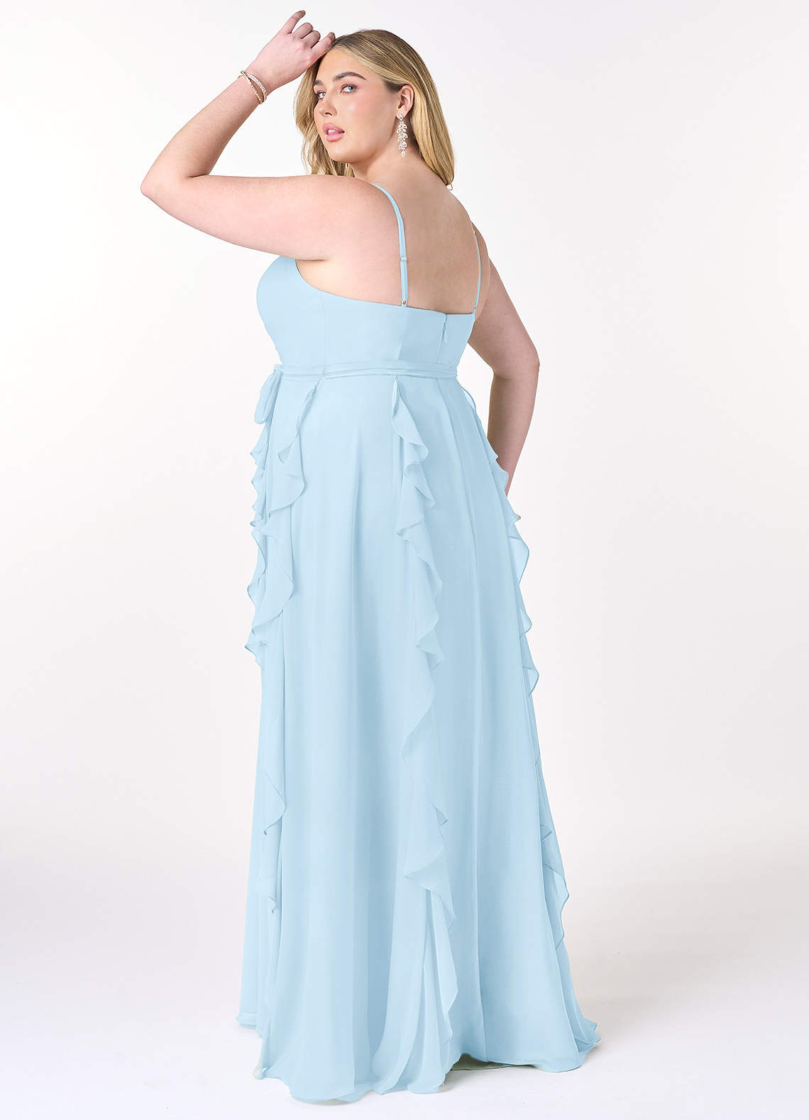 Azazie Peyton Bridesmaid Dresses Sky Blue A-Line Ruched Chiffon Dress image9