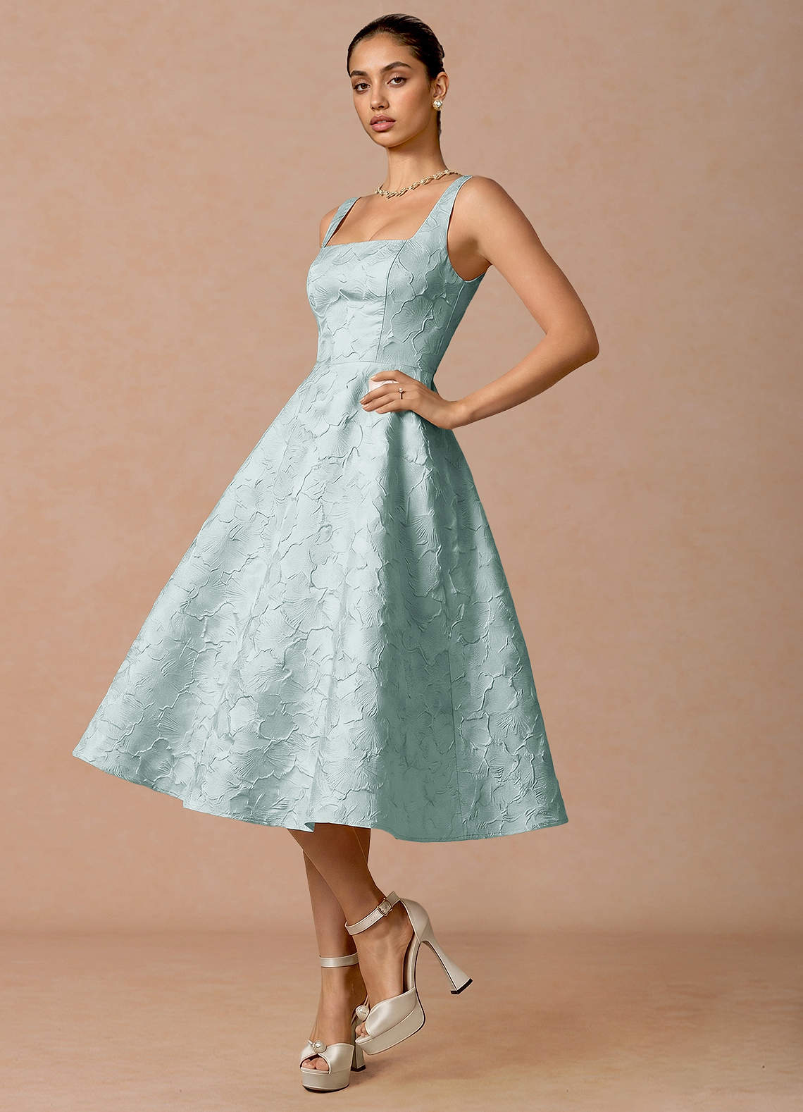 french blue formal dress Effie Midi light blue dress