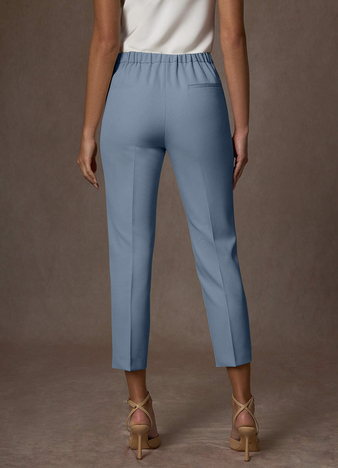 front Kennedy Dusty Blue Structured Stretch Dress Pants