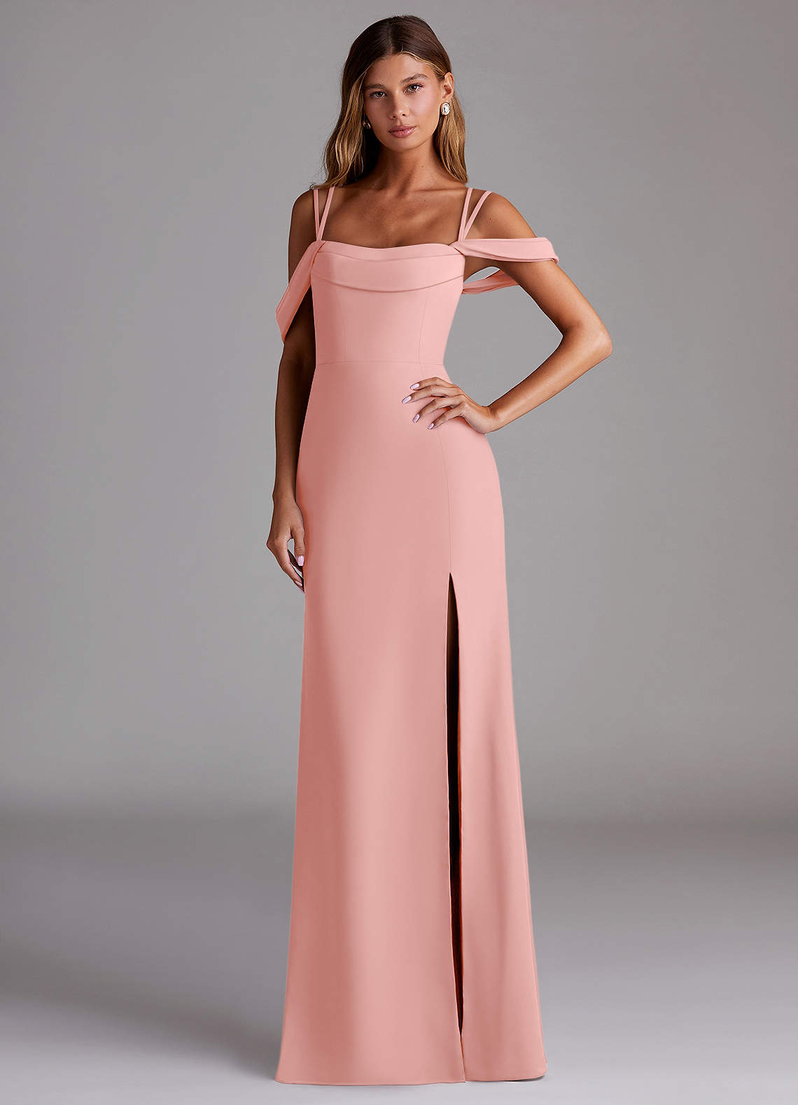 Azazie Callan Bridesmaid Dresses Rosette Mermaid Pleated Chiffon Convertible Dress image1