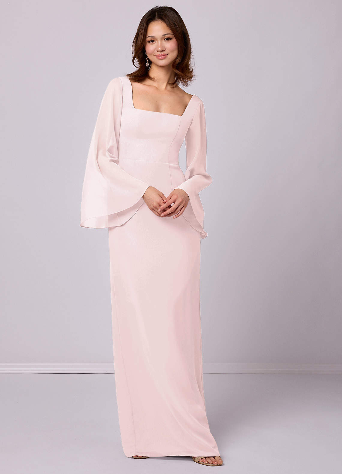 Barbie ♥ Azazie Bridesmaid Dresses Sheath Bow Chiffon Floor-Length Dress image1