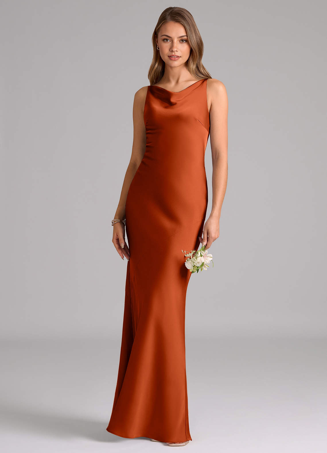 Azazie Allettie Bridesmaid Dresses Paprika Mermaid Stretch Satin Dress image1