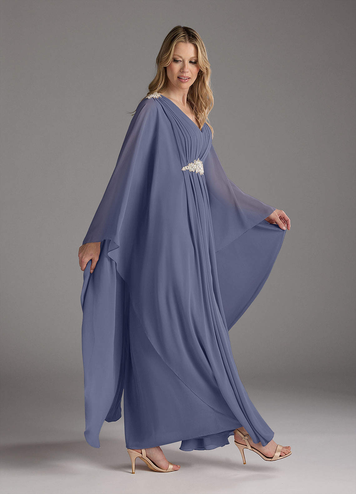 Azazie Drew Mother of the Bride Dresses Stormy A-Line Pleated Chiffon Dress image2