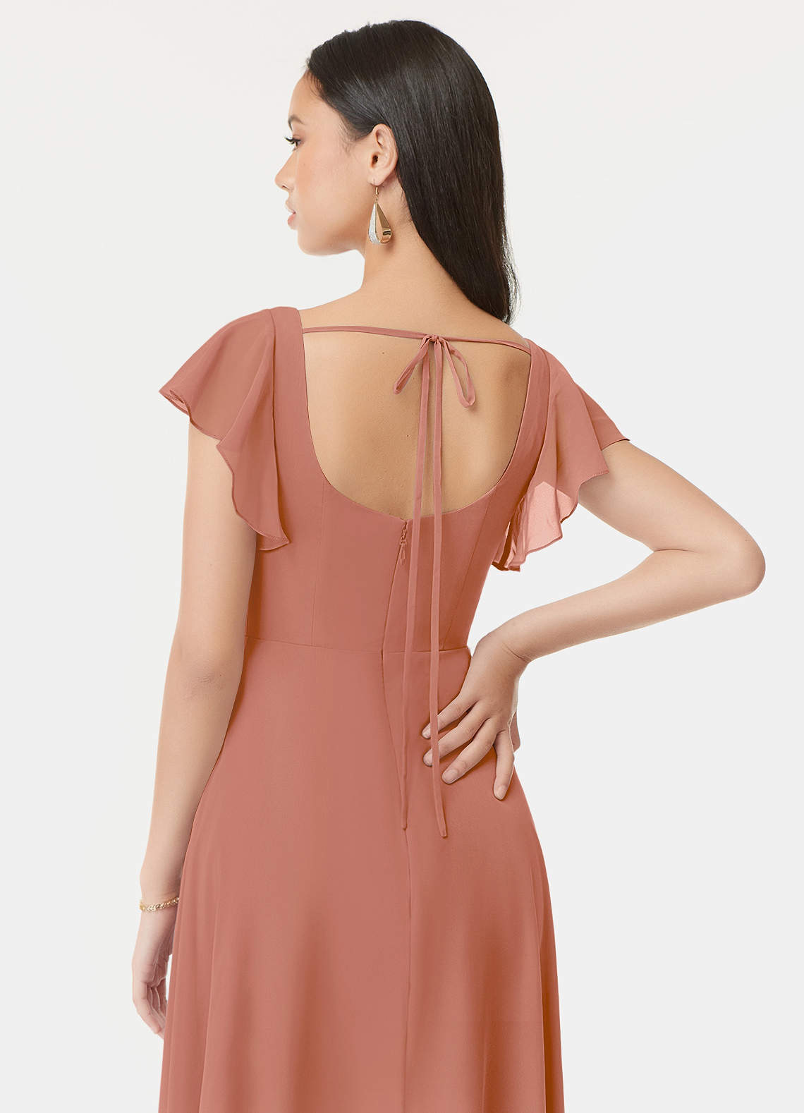 Azazie Bondi Bridesmaid Dresses MAI TAI A-Line Ruffled Chiffon Dress image2