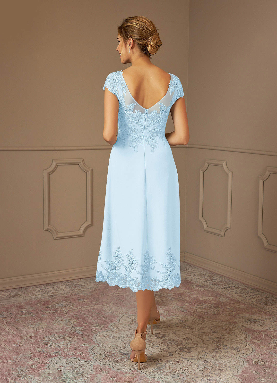 Azazie Terrano Mother of the Bride Dresses Sky Blue A-Line Scoop Lace Dress image2