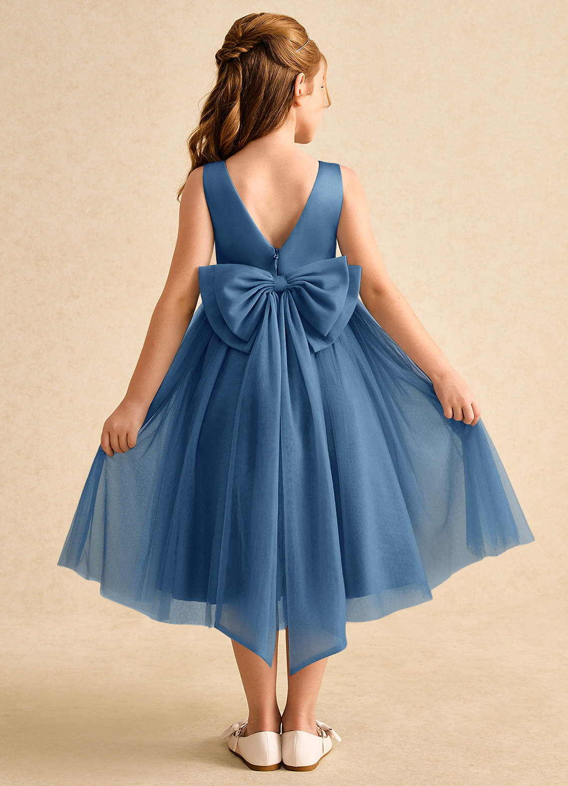 Azazie Winnie Flower Girl Dresses Twilight Ball-Gown Bow Tulle Dress image1
