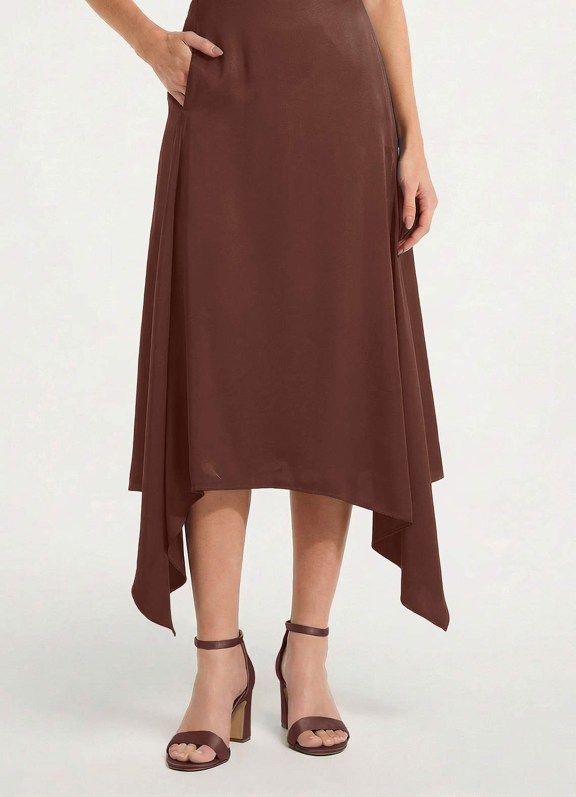 front Matching Color Stretch Satin One Strap Buckle Chunky Heel Sandals