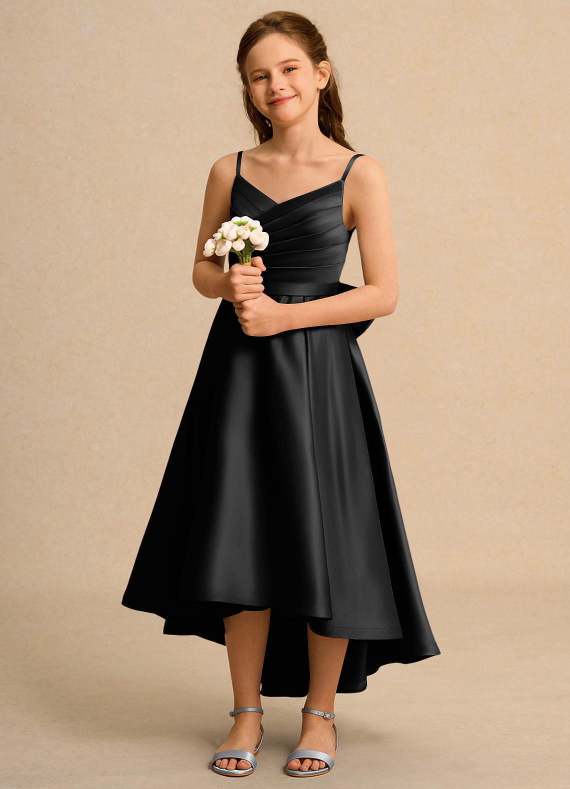 Azazie Sweets Girl Flower Girl Klänningar Klä A-Line i Matt satäng Plisserad image1