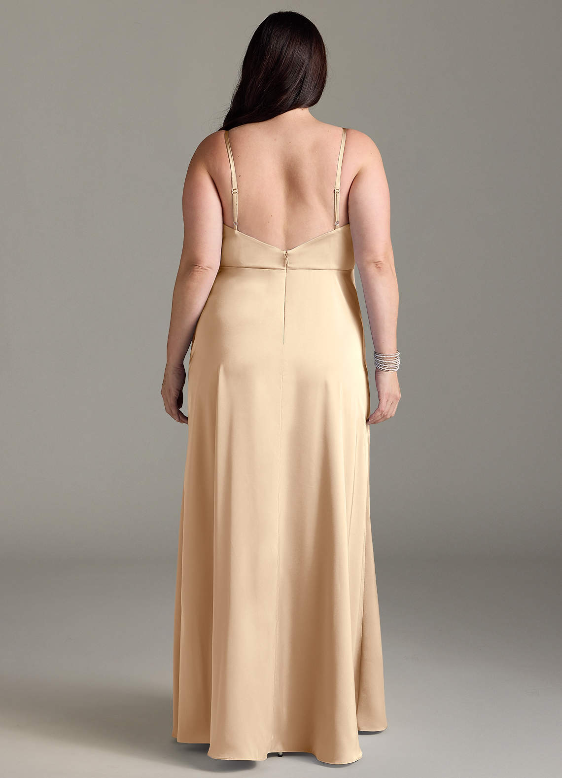 Azazie Brielle Kotona sovitettavat mekot A-linja Kannen spagettihihnat Joustava satiini Lattian pituus Pukeutua image6