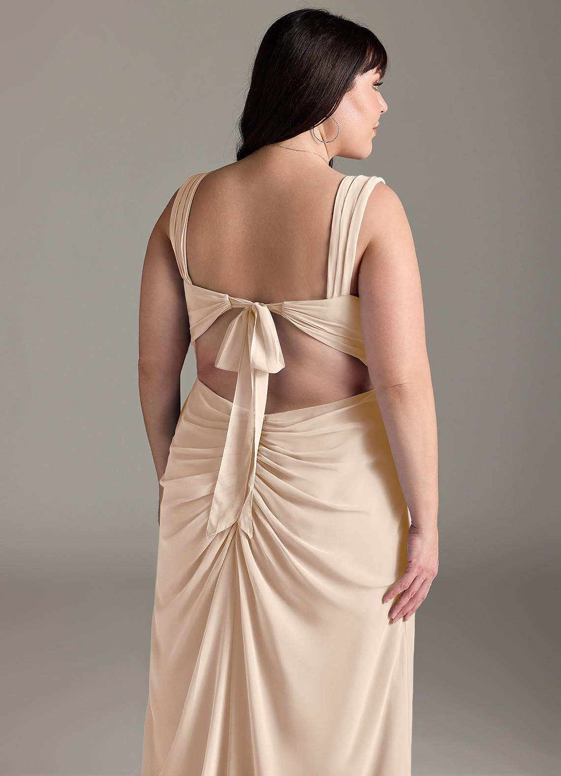 Azazie Jesaphine Bridesmaid Dresses White Alabaster Sheath Bow Chiffon Dress image13