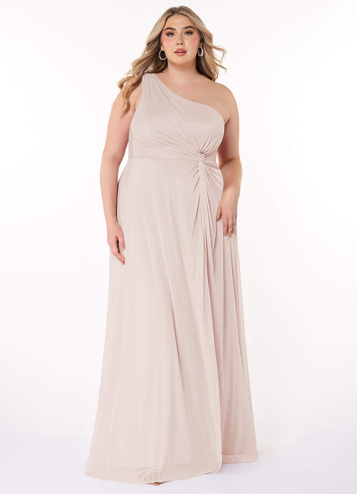 Azazie Brooke Bridesmaid Dresses A-Line One Shoulder Mesh Floor-Length Dress image1