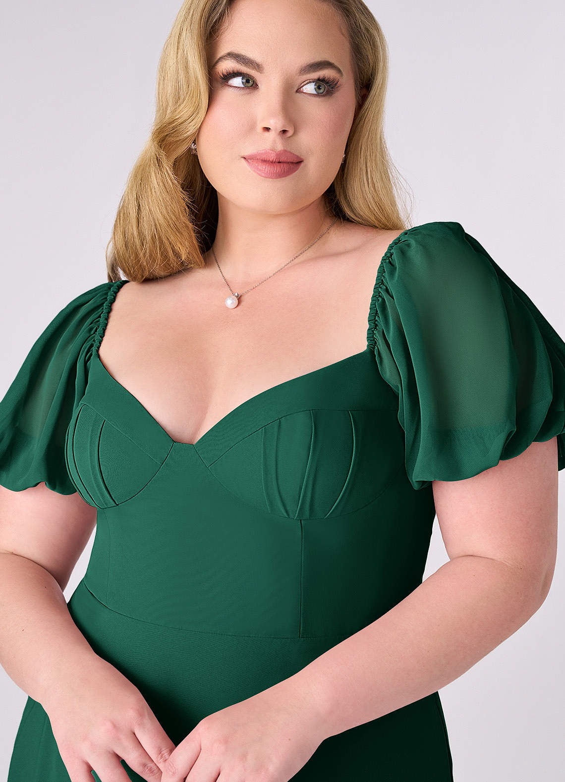 Barbie ♥ Azazie Bridesmaid Dresses Emerald A-Line Pleated Chiffon Dress image9