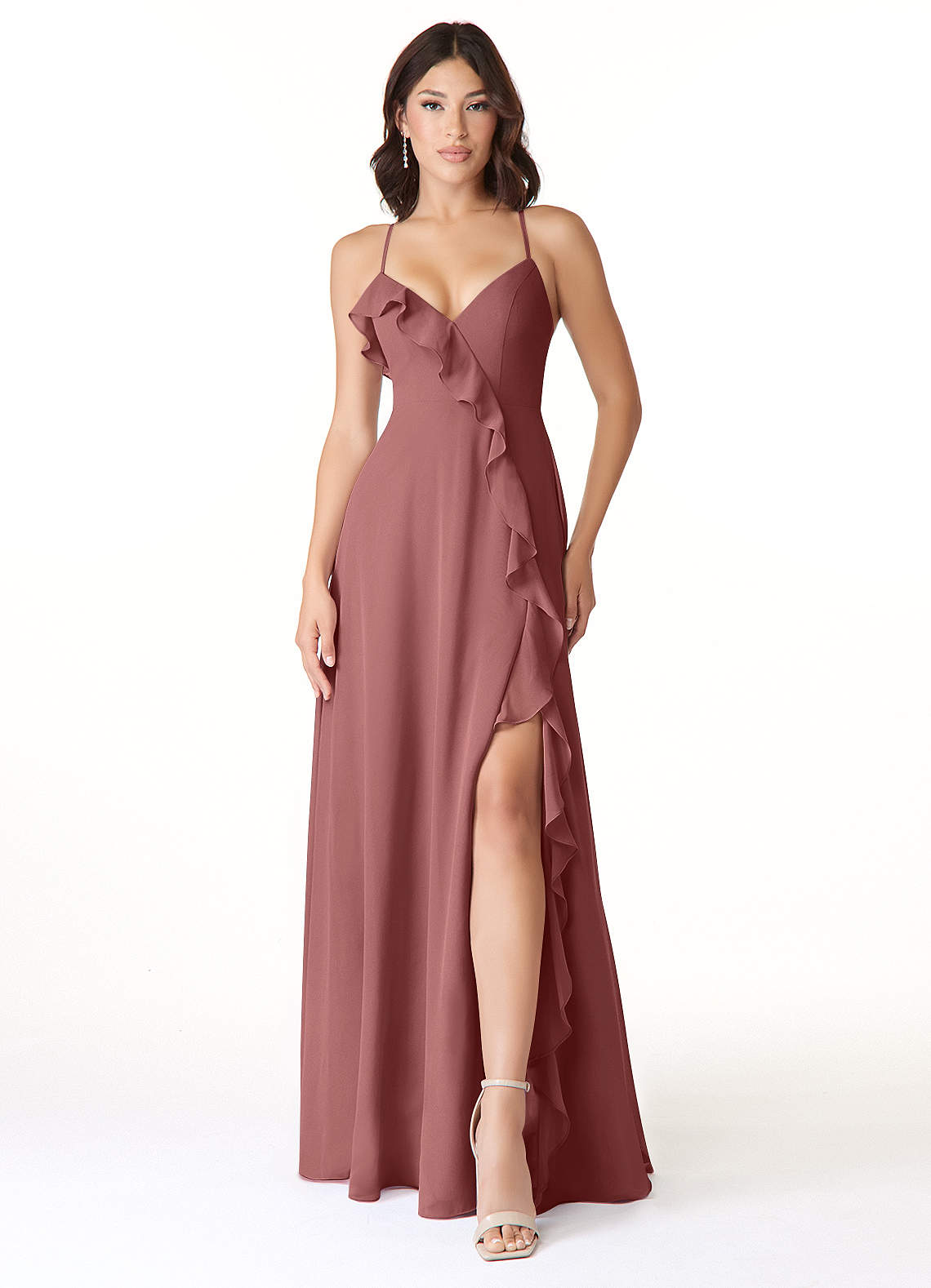 Azazie Tarni Bridesmaid Dresses Amethyst A-Line Chiffon Dress image1