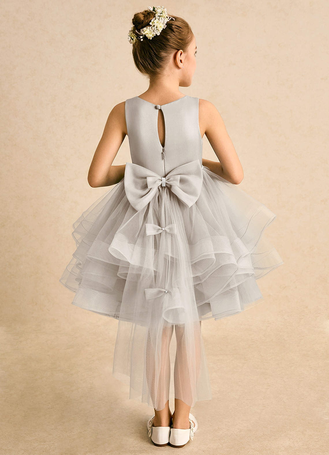 Azazie Tinie Flower Girl Dresses Frost Ball-Gown Bow Tulle Dress image1