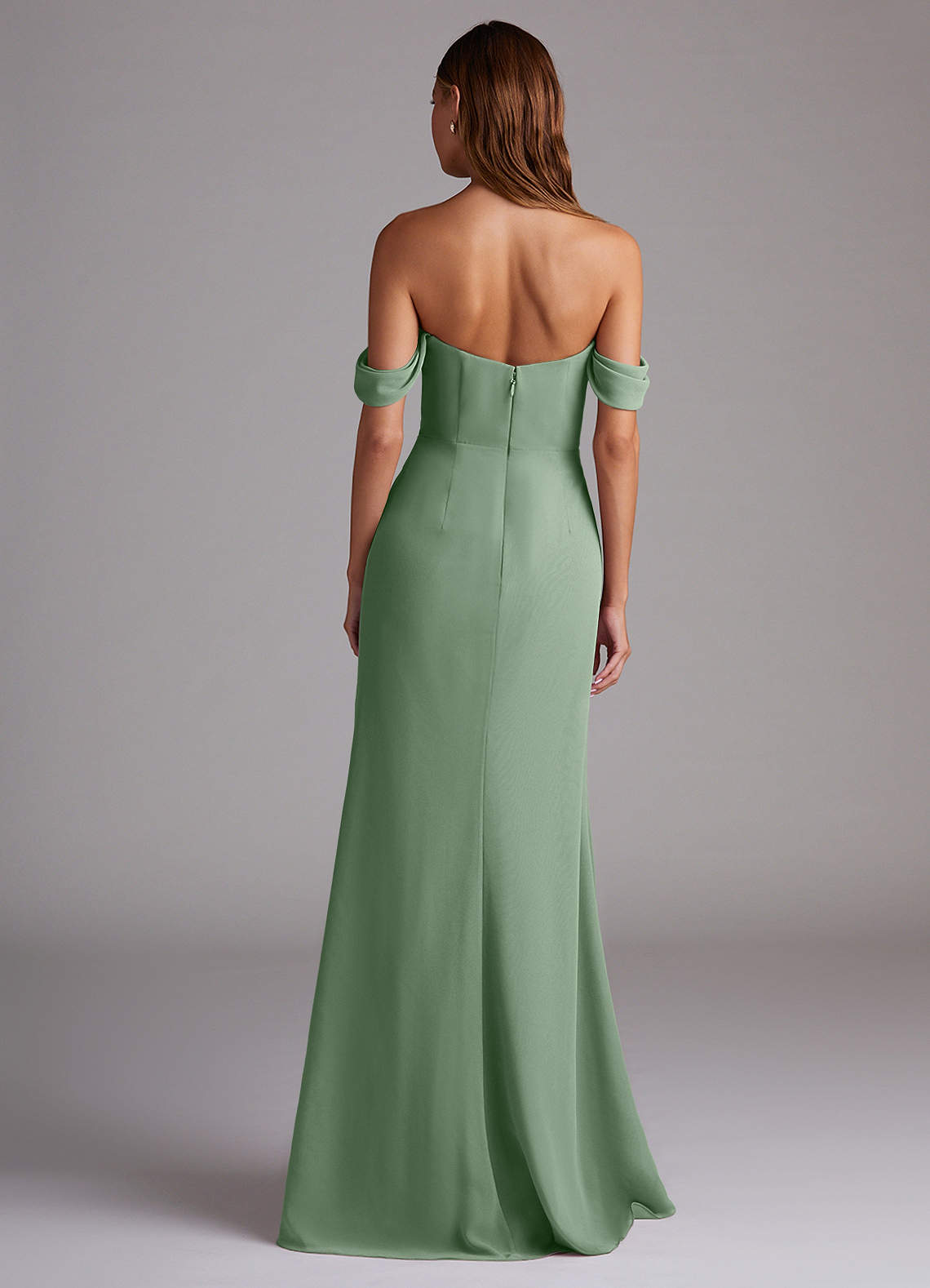 Azazie Saige Bridesmaid Dresses Matcha A-Line Off the Shoulder Chiffon Convertible Dress image6