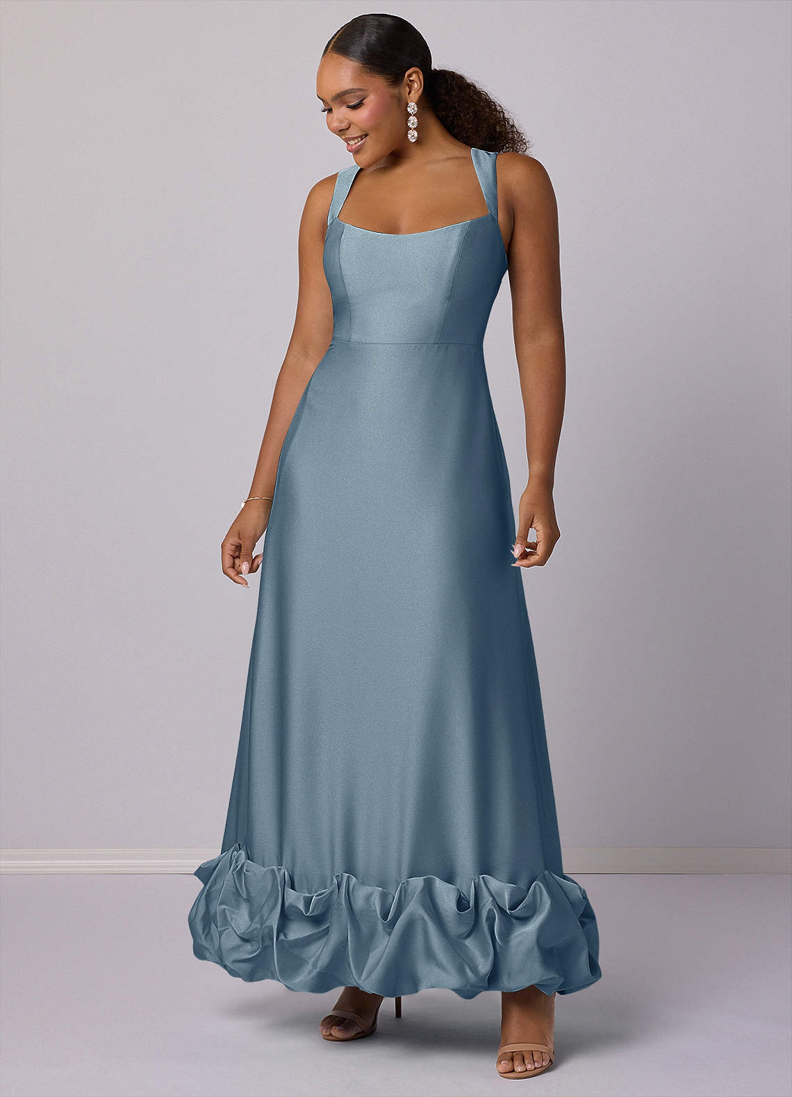 Barbie ♥ Azazie Bridesmaid Dresses A-Line Stretch Satin Ankle-Length Dress with Pockets image7