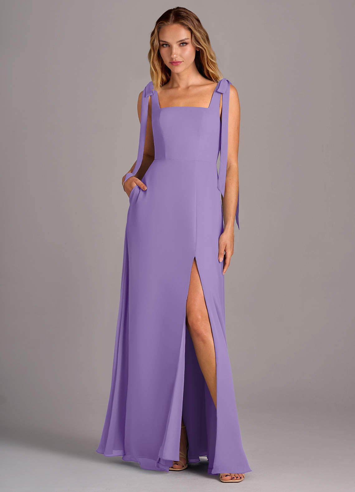 Azazie Debra Bridesmaid Dresses Tahiti A-Line with Pockets Chiffon Convertible Dress image1